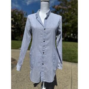 MSRP $245 Women’s Theory Pinstriped Cotton & Silk Button-down w/ Pockets Size M